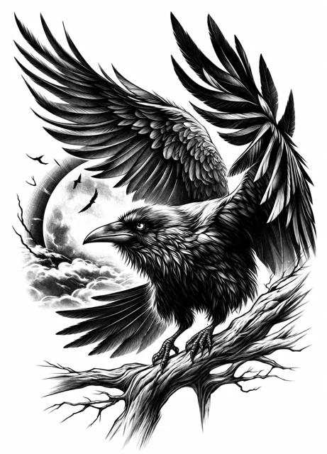 Raven on a branch