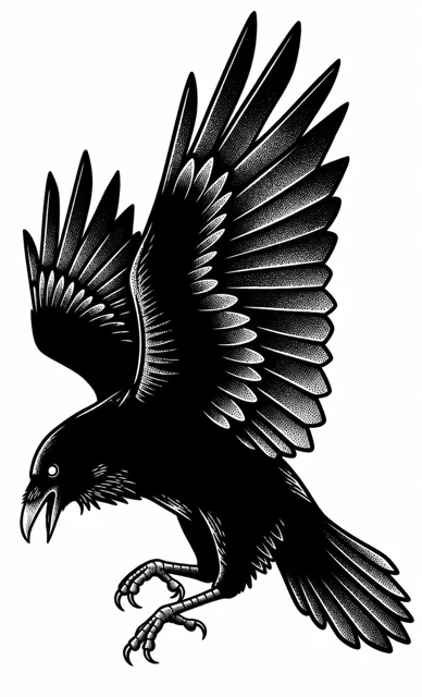 Raven in flight