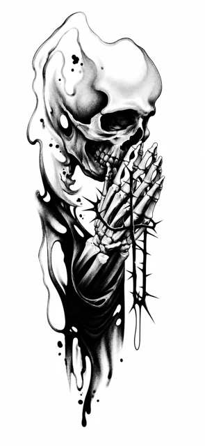 Praying skeleton & thorns