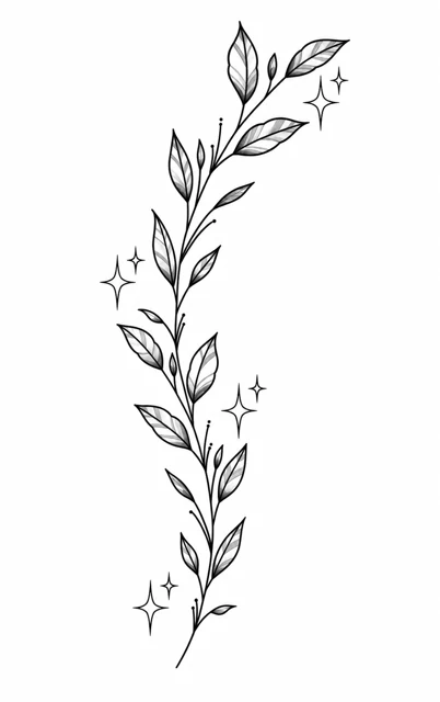 Leafy vine & tiny stars